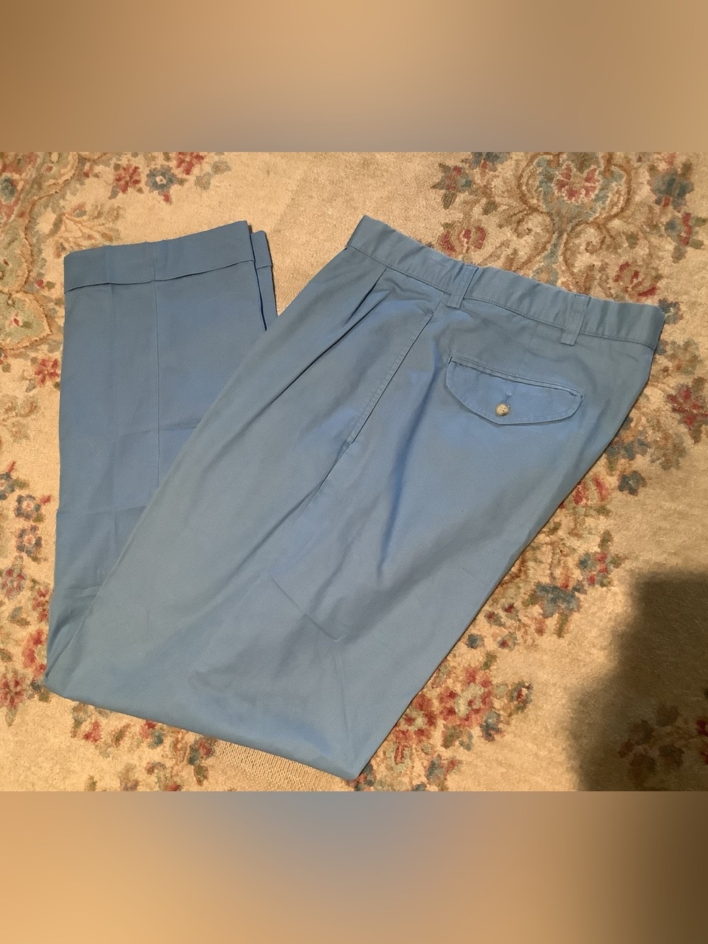 Ralph Lauren Light Blue Pleated Hammond Cotton Chinos Sz 35x30